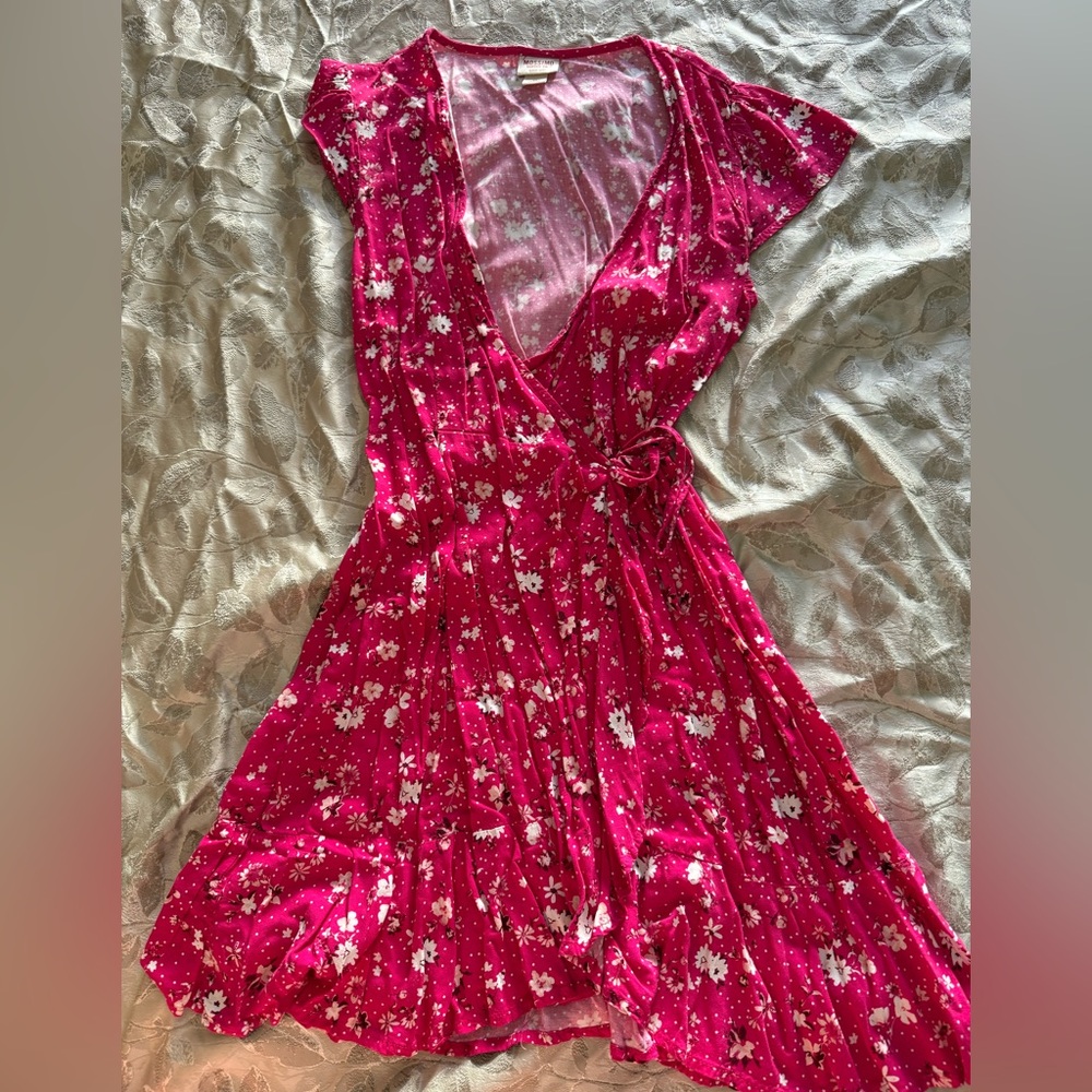 Mossimo Supply Co. Vibrant Pink Floral Asymmetrical Dress
